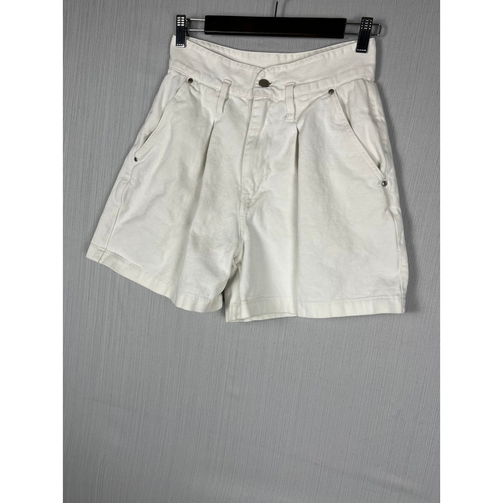 Gitano Shorts Womens 10 White Denim High Waisted Pleated Vintage 90s Mom Cotton